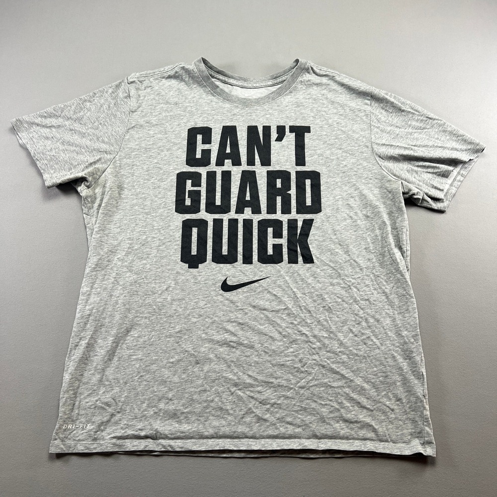 Nike Dri Fit T Shirt Mens Extra Large Gray Cant Guard Quick Graphic Athletic Cut